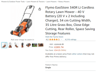Win a Flymo EasiStore 340R cordless push lawn mower from Amazon for £170.09