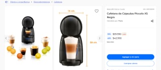 Cafetera de Cápsulas Piccolo XS Negra por $39.990