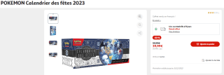 POKEMON Calendrier des fêtes 2023 à 39,99€