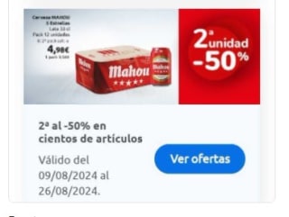 50% descuento en la segunda unidad