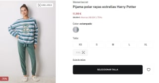 Pijama polar rayas estrellas Harry Potter para Mujer por 11.99€