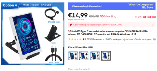 Secundair scherm voor computer 3,5 inch IPS Type C CPU GPU RAM HDD-scherm 320 * 480 USB LCD-monitor voor €14,99 bij Aliexpress