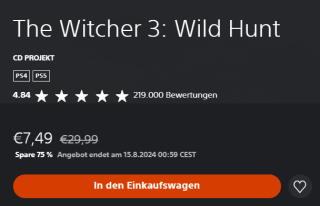 The Witcher 3: Wild Hunt voor €7,49 in de Playstation Store