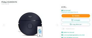 PHILIPS XU2000/10 Robotstofzuiger met dweilfunctie voor €191 bij Art&Craft