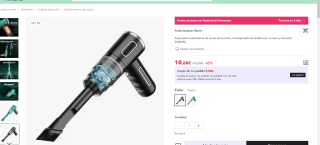 Aspiradora inalámbrica de mano por 10,68€ (6,41€ nuevo usuario)