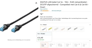 CAT5E - SF/UTP - CU - 5M 10 stuks voor €6,49 bij Amazon.nl