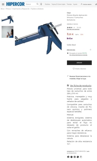 Pistola Universal muelle de silicona por 3,25€.