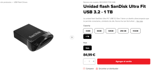 Unidad flash SanDisk Ultra Fit USB 3.2 - 1 TB por 84,99€