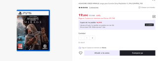 Assassins Creed Mirage Juego para PS5 por 19,80€