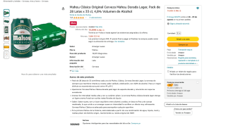 28 Latas Mahou Clásica 33cl a tan solo 13,36€
