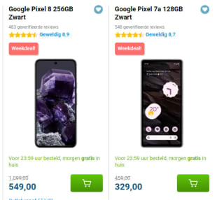 Heel veel Google pixels smartphones met hoge korting bij Belsimpel