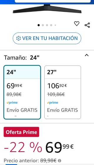 Samsung Monitor Profesional Esencial 24" por 69,99€.