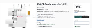 SINGER Overlockmachine S010L voor €199 in de Lidl webshop