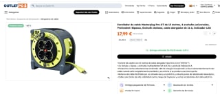 Masterplug Pro-XT - Carrete de Cable de 15 Metros, 4 Tomas universales prolivalent: Bipasso, EU, Schuko, extensión eléctrica 16A, indicador LED por 17,99€