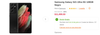Galaxy S21 Ultra 5G 128GB por $10,119 en Linio
