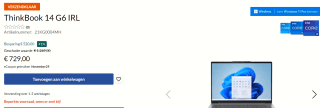 ThinkBook 14 G6 IRL voor €729 dmv code bij Lenovo