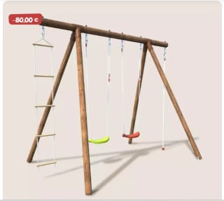Portique en bois avec corde et échelle 4 agrès Ernest à 189€