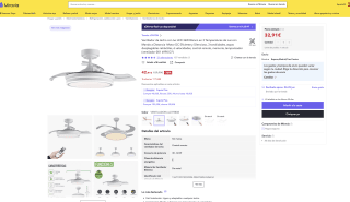 Ventilador de techo con luz LED 36W por 32,91€