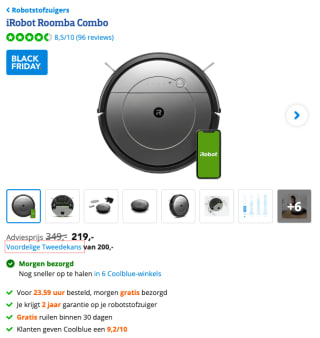 iRobot Roomba Combo voor 219 euro