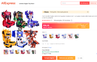 Brinquedo dos Transformers de 12cm - R$ 31,62