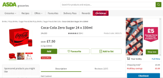 Coca-Cola Zero Sugar 24 x 330ml – £6.50