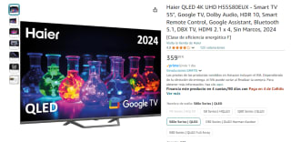 TV QLED 55" Haier S80E Series H55S80EUX, Smart TV, HDR 4K, Direct LED por 359,20€
