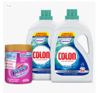 Colon Nenuco Detergente para la lavadora Gel 68 lavados + Vanish Oxi Action Advance Quitamanchas 400g por 7.3€
