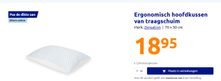 Ergonomisch hoofdkussen van traagschuim voor €18,95 bij de Action