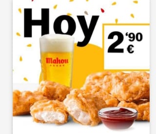 6 mcnuggets+bebida mediana por sólo 2,90