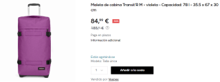 Maleta de cabina Eastpak Transit'R M de 78L por 84.99€