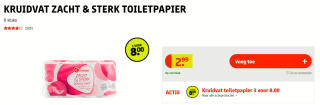 Kruidvat Zacht & Sterk Toiletpapier 3 verpakkingen voor €8 bij Kruidvat