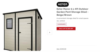 Keter Manor Outdoor Garden Pent Storage Shed for £295 at Homebase