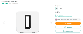 Sonos Sub Gen3 - Subwoofer - Wit voor €519 bij Artandcraft