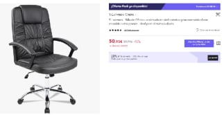 Silla de Oficina acolchada de piel sintetica de gran comodidad con respaldo extra grande por 40.76€