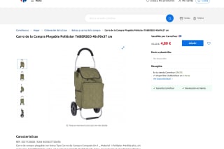 Carro de lacompra TABERSEO 40x99x37 cm Plegable por 4,80€