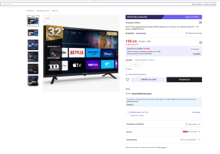 Smart TV 32" HD Hey Google Official Assistant con control por voz por 135,23€ (Nuevos usuarios por 123,23€)