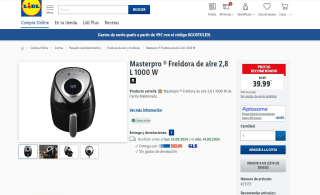 Freidora de aire 2,8 L 1000 W Masterpro ® por 39.99€