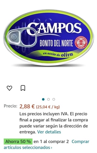 CAMPOS Conservas De Bonito Del Norte En Aceite De Oliva 115 G, por 2,08€.
