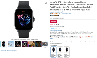 Smartwatch Amazfit GTS 3 46mm por 79,90€ en dos colores