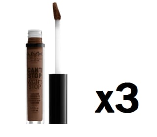 3 Nyx Professional Makeup Corrector No Comedogénico, Waterproof Y De Larga Duración Can'T Stop Won'T Stop 24H Tono 22 Deel Cool Para Pieles Muy Oscuras por 13.98€