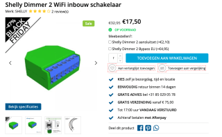 Shelly Dimmer 2 WiFi inbouw schakelaar voor 17.50 euro