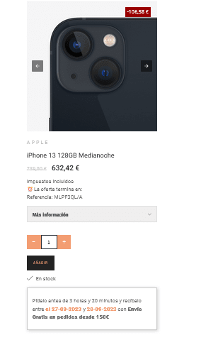 iPhone 13 128GB por solo 632,42€