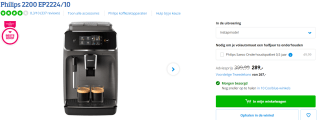 Philips Series 2200 Volautomatische espressomachine voor €289 bij Coolblue