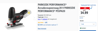 PARKSIDE PERFORMANCE® Accudecoupeerzaag 20 Vvoor €34,99 in de Lidl webshop via Belgie