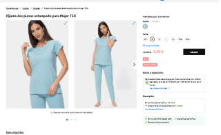 Pijama TEX dos piezas estampado para Mujer por 5,99€ y promoción 3x2