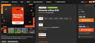 Nintendo eshop giftcard t.w.v. €75 voor €56,97 bij Gamivo