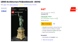 LEGO Architecture Vrijheidsbeeld (21042) voor €64,99 bij Bol