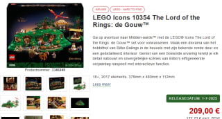LEGO Lord of the Rings De Gouw 10354 voor €209 bij Proshop