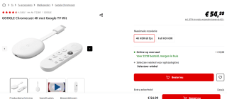 Google Chromecast met Google TV voor €54,99 bij de Mediamarkt