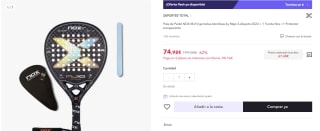 Pala de Pádel NOX MJ10 + 1 Funda Nox +1 Protector transparente por 67,48€